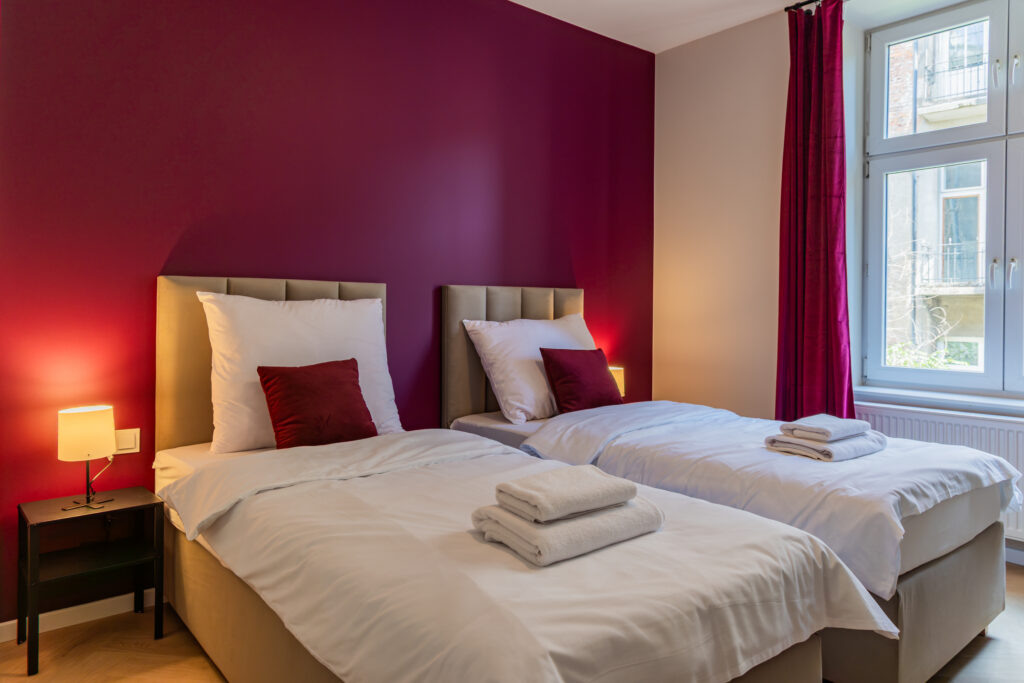 Sypialnia w drugim apartamencie przy Wawelu